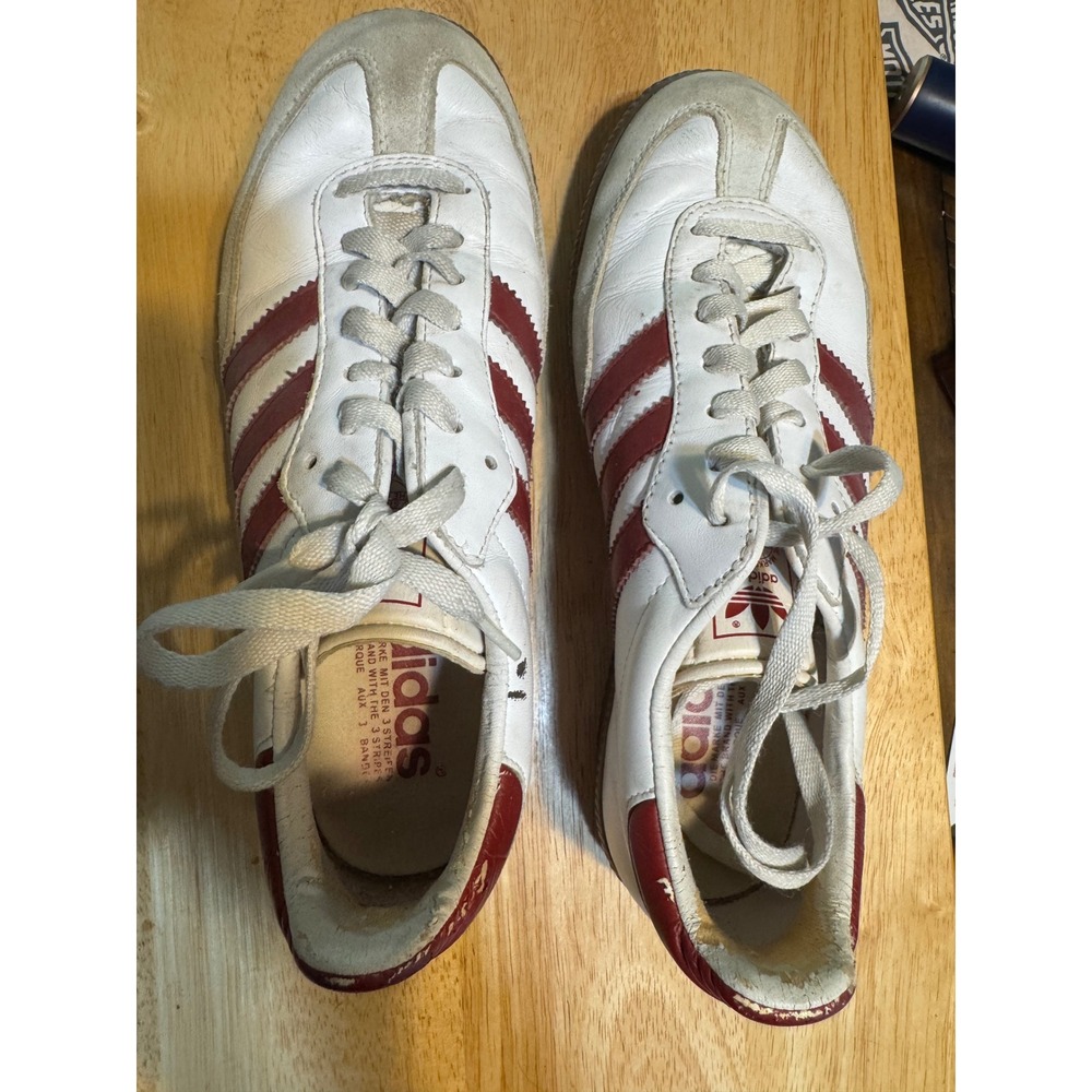 Adidas Samba Vintage Sneakers White Burgundy Red Gum Sole Leather Shoes
